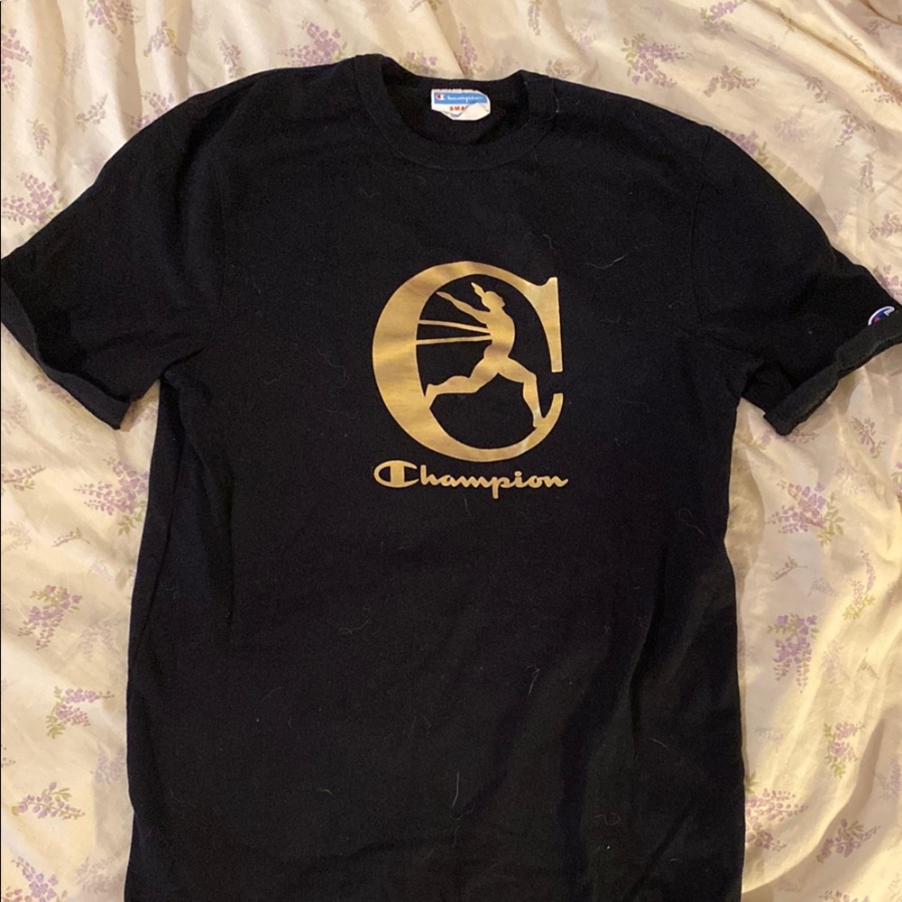 Champion Black and Gold Short Sleeve Tee
